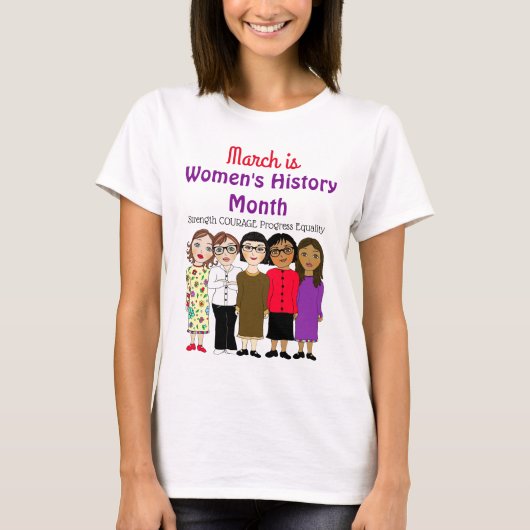 Maart is maand vrouwengeschiedenis t-shirt (Voorkant)