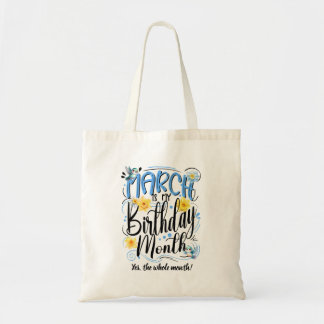 Maart is mijn Verjaardag Maand, Vogels en Daffodil Tote Bag