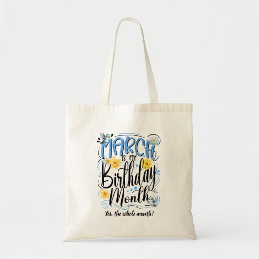 Maart is mijn Verjaardag Maand, Vogels en Daffodil Tote Bag (Voorkant)