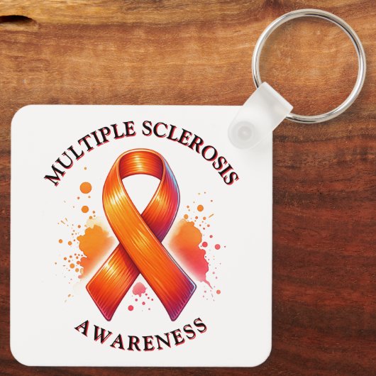 Maart is Multiple Sclerose MS Bewustzijnsmaand Sleutelhanger (Achterkant)