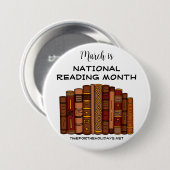 Maart is Nationale Leesmaand Ronde Button 7,6 Cm (Voorkant /achterkant)