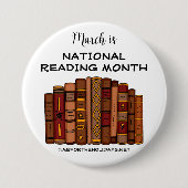 Maart is Nationale Leesmaand Ronde Button 7,6 Cm (Voorkant)