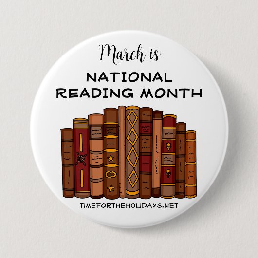 Maart is Nationale Leesmaand Ronde Button 7,6 Cm (Voorkant)