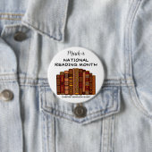Maart is Nationale Leesmaand Ronde Button 7,6 Cm (In situ)