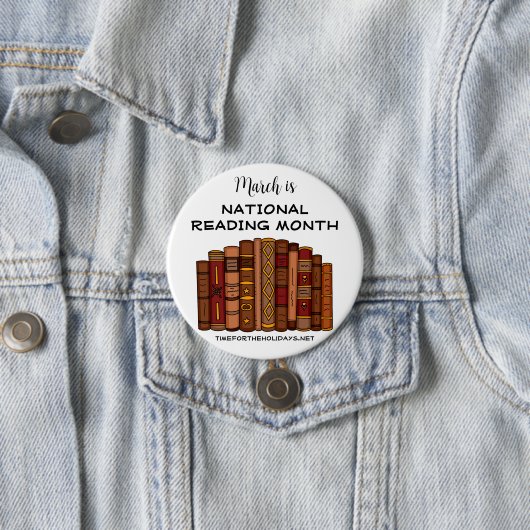 Maart is Nationale Leesmaand Ronde Button 7,6 Cm (In situ)