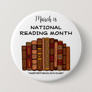 Maart is Nationale Leesmaand Ronde Button 7,6 Cm