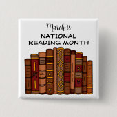 Maart is Nationale Leesmaand Vierkante Button 5,1 Cm (Voorkant)