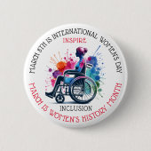 Maart is Vrouwengeschiedenis Maand Inspireren Incl Ronde Button 5,7 Cm (Voorkant)