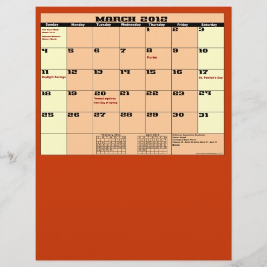 Maart. Kalender 2012 13 maanden multifunctionele b Flyer (Voorkant)