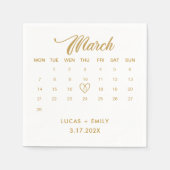 Maart Kalender Goud Bruiloft Servet (Voorkant)