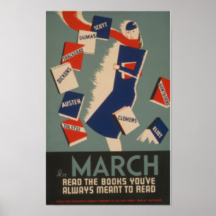 Maart Lezen Oude WPA Poster
