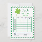 Maart Luck of the Roll dubbelside bunco scorecard Kaart (Voorkant)