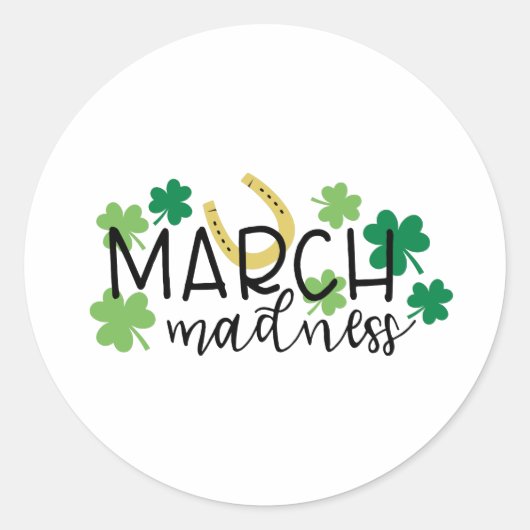 Maart Madness Ronde Sticker (Voorkant)