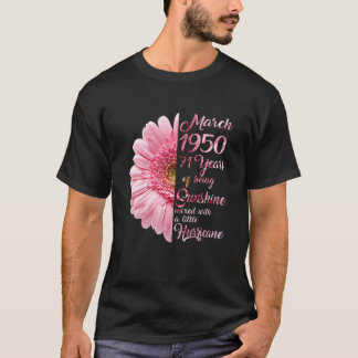 Maart meisje 1950 T 71 jaar oud 71 St Birthday Gif T-shirt