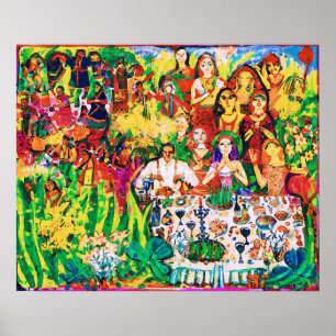 Maart Naive Folk Art Spring Celebration Poster