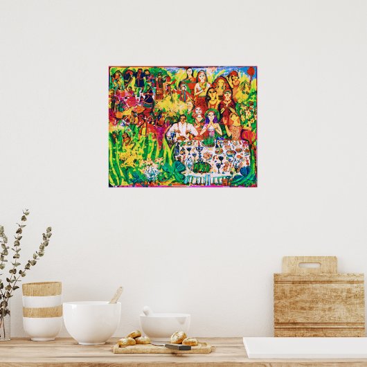 Maart Naive Folk Art Spring Celebration Poster (Keuken)