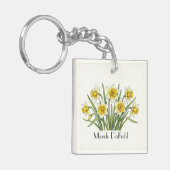 Maart Narcis Bloemen Sleutelhanger (Voorkant Links)