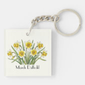 Maart Narcis Bloemen Sleutelhanger (Achterkant)