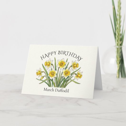Maart Narcis Verjaardag Kaart (Voorkant)