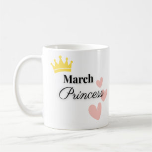 Maart Prinses Mok – Gouden Kroon & Hartjes Design