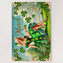 Maart Retro Pin-Up Meisje St. Patrick's Dag