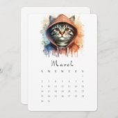 Maart Stand-alone Kalender Kitty Cat Splash Art Menu (Voorkant / Achterkant)