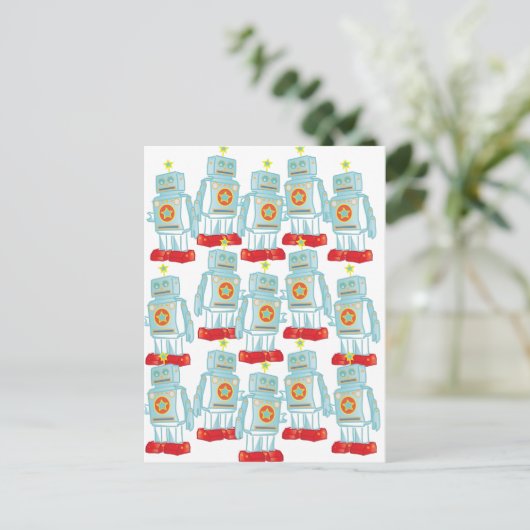 Maart van de robots briefkaart (Staand voorkant)