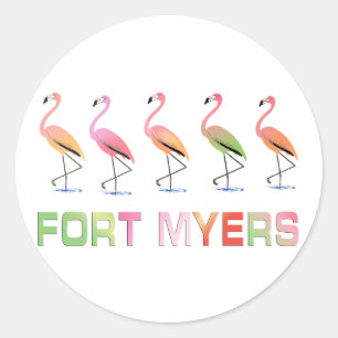 Maart van de Tropische Flamingos FORT MYERS Ronde Sticker