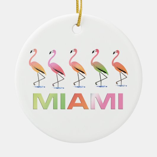 Maart van de Tropische Flamingos MIAMI Keramisch Ornament (Voorkant)