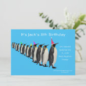 Maart van de uitnodiging van Penguins Birthday (Staand voorkant)
