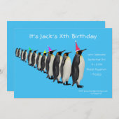 Maart van de uitnodiging van Penguins Birthday (Voorkant / Achterkant)