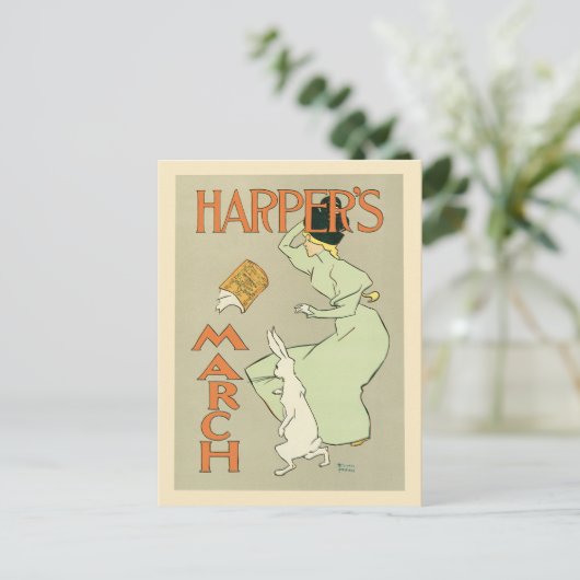 Maart van het  tijdschrift Harper Briefkaart (Staand voorkant)
