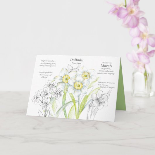 Maart verjaardag Daffodil Birth Maand Flower Kaart (Orchidee)
