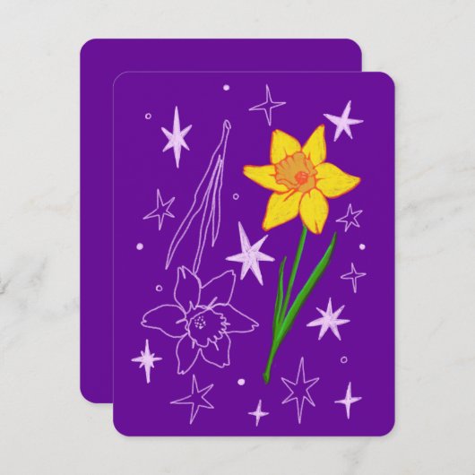 Maart Verjaardag Maand Kaart (Daffodil) (Voorkant / Achterkant)