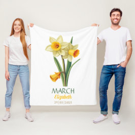 Maart Verjaardag Narcis Geboorte Bloem Gepersonali Fleece Deken