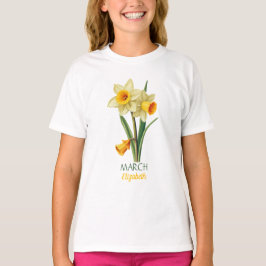 Maart Verjaardag Narcis Geboorte Bloem Gepersonali T-shirt