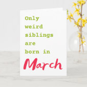 Maart-verjaardagskaart voor broerzuster kaart (Gele Bloem)