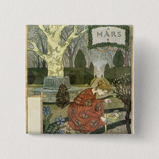 Maart Vierkante Button 5,1 Cm (Voorkant)