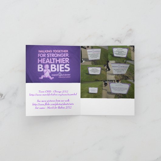 Maart voor Babys 2012 dankt u kaardt Bedankkaart (Binnen)