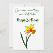 Maart Waterverf geboortebloem Daffodil minimalist Feestdagenkaart (Voorkant)