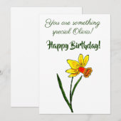 Maart Waterverf geboortebloem Daffodil minimalist Feestdagenkaart (Voorkant / Achterkant)