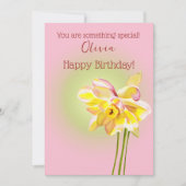 Maart Waterverf geboortebloem Daffodil minimalist Feestdagenkaart (Voorkant)