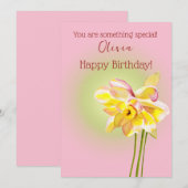 Maart Waterverf geboortebloem Daffodil minimalist Feestdagenkaart (Voorkant / Achterkant)