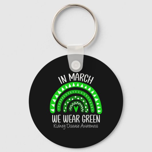 Maart We Draag Green Kidney Disease Awareness Ribb Sleutelhanger (Voorkant)