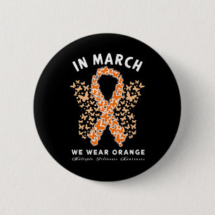 Maart We Draag Oranje MS Multiple Sclerosis Awaren Ronde Button 5,7 Cm