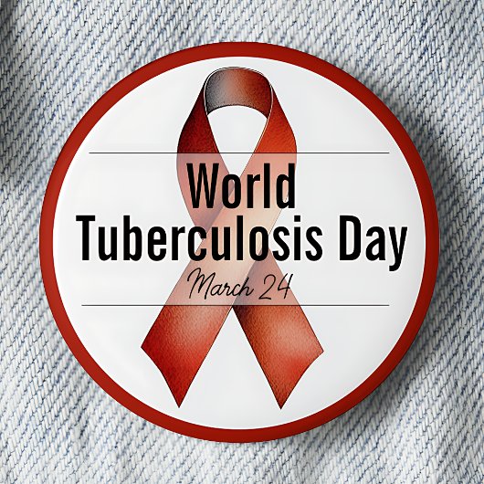 Maart Wereld Tuberculose Dag Bewustzijnslint Ronde Button 5,7 Cm
