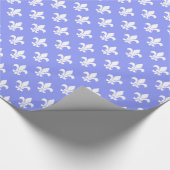 Maarts viooltje Witte Fleur de Lis-patroon Cadeaupapier (Hoek)