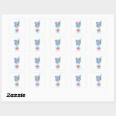 Maartsbloemige Vaas Masons Pot Liefde Hart Vierkante Sticker (Vel)
