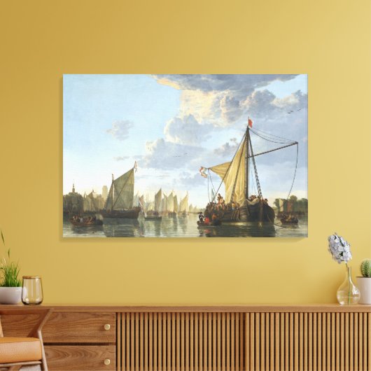 Maas in Dordrecht Canvas Afdruk (Insitu (Woonkamer))