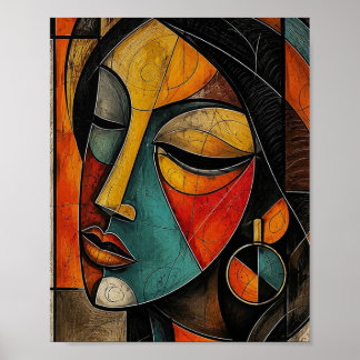 MAASAI Abstract Kubistisch Vrouwenportret Poster